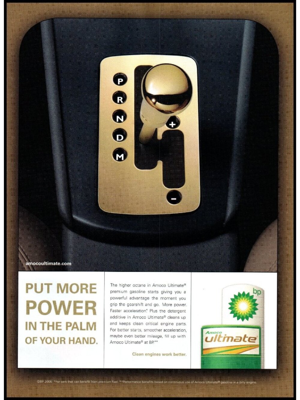2006 BP Amoco Ultimate Premium Gasoline Gas Vintage Print Ad Shifter Wall Art
